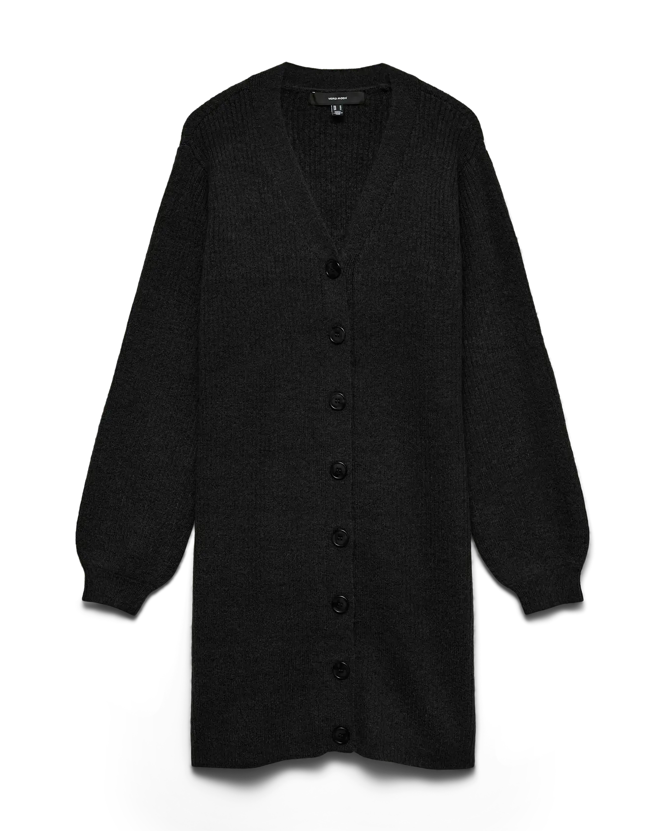 VM KARLA V NECK BUTTON DRESS - BLACK MELANGE