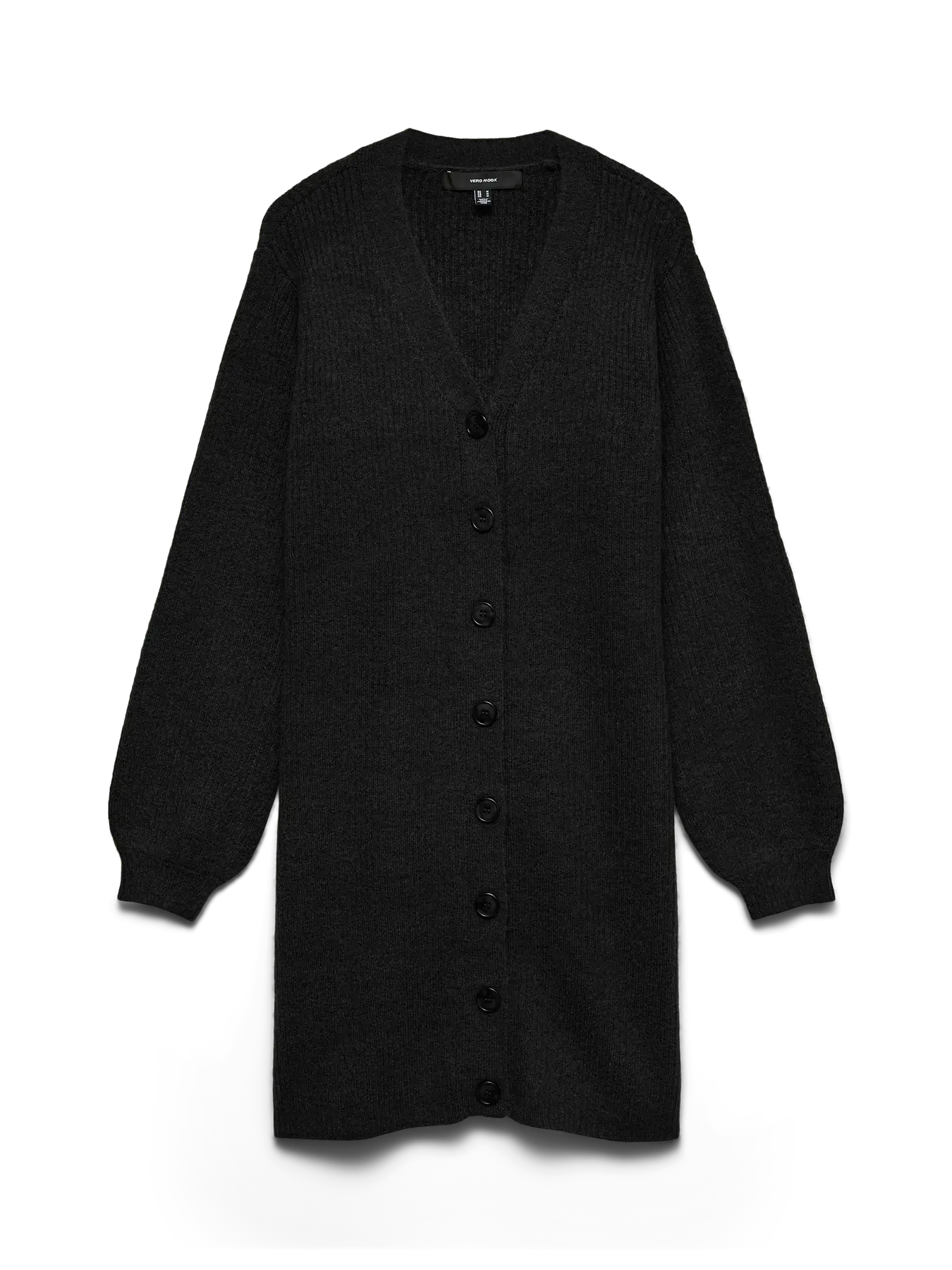 VM KARLA V NECK BUTTON DRESS - BLACK MELANGE