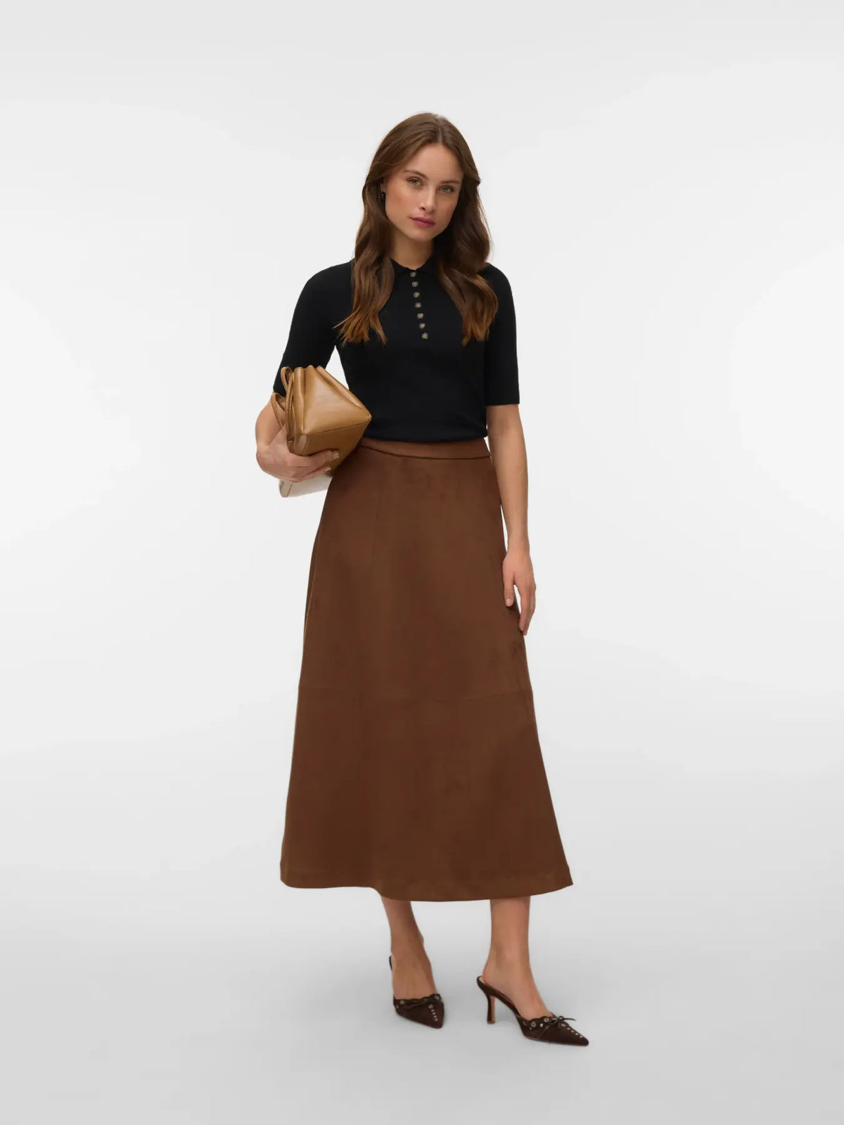 VM JOSE HW SUEDE ANKLE SKIRT - COCOA BROWN
