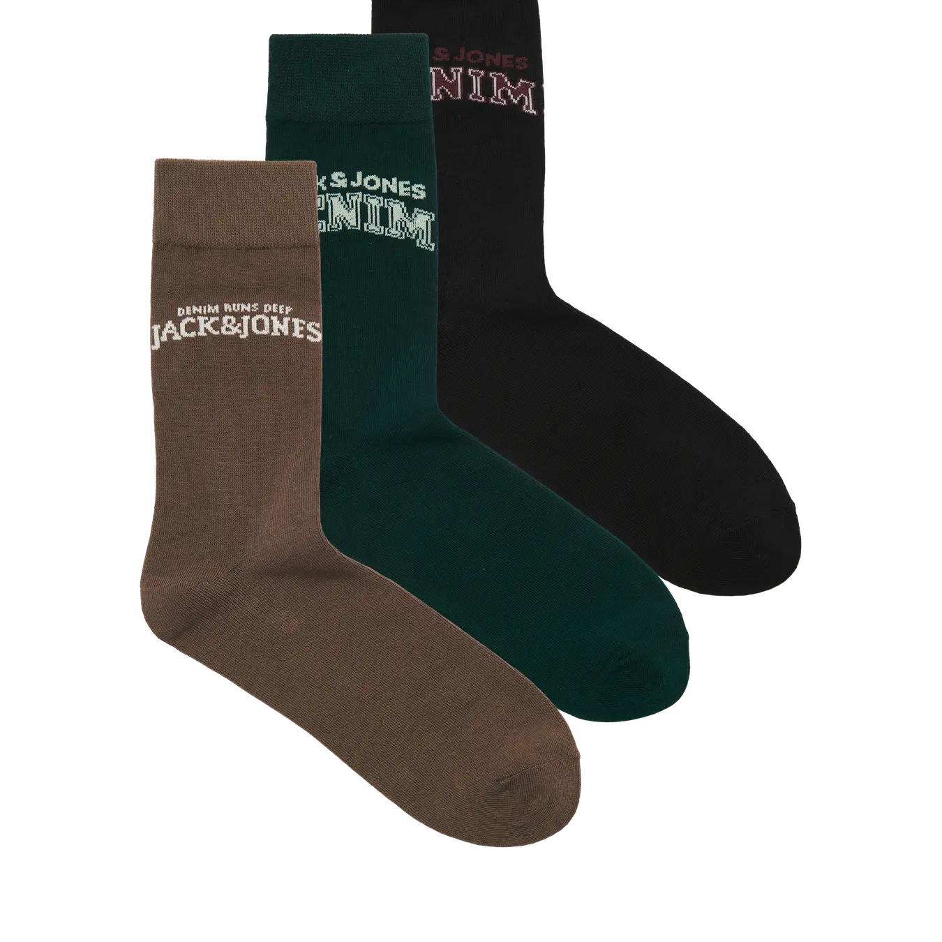 JJ LOGO 3PK SOCKS - BLACK. COCOA. SCARAB.