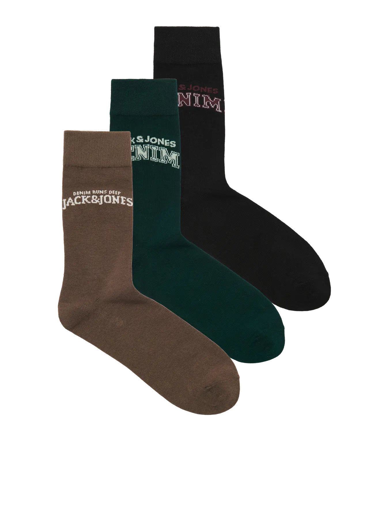 JJ LOGO 3PK SOCKS - BLACK. COCOA. SCARAB.