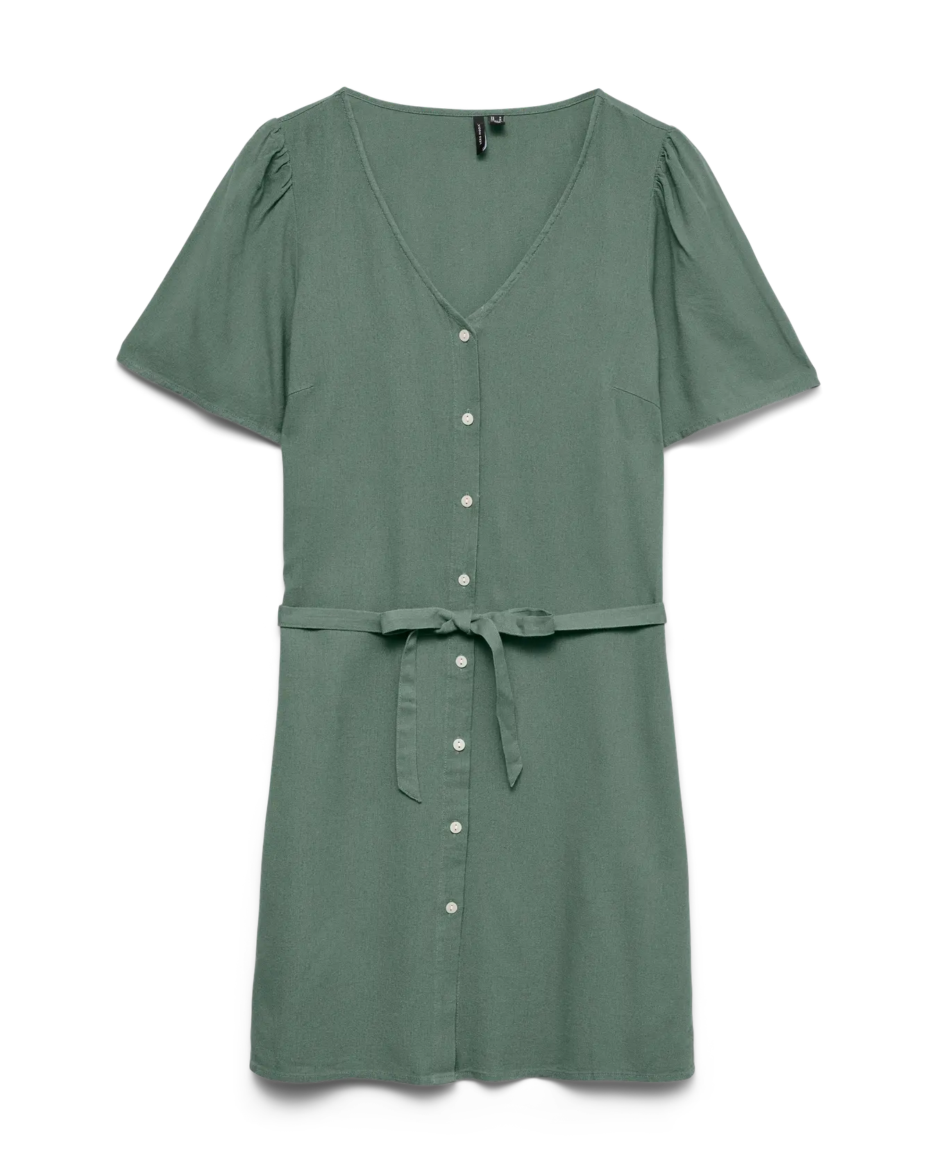 VM MYMYLO LINEN BLEND BUTTON DRESS - LAUREL WREATH