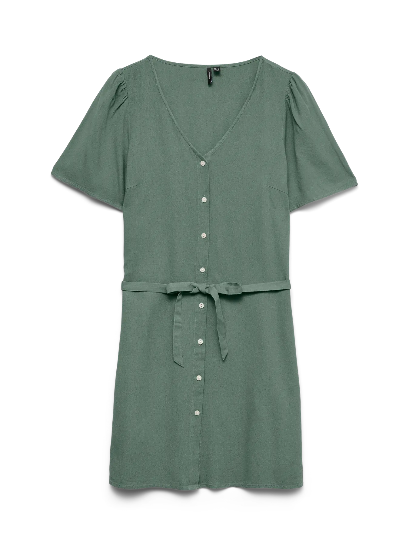 VM MYMYLO LINEN BLEND BUTTON DRESS - LAUREL WREATH