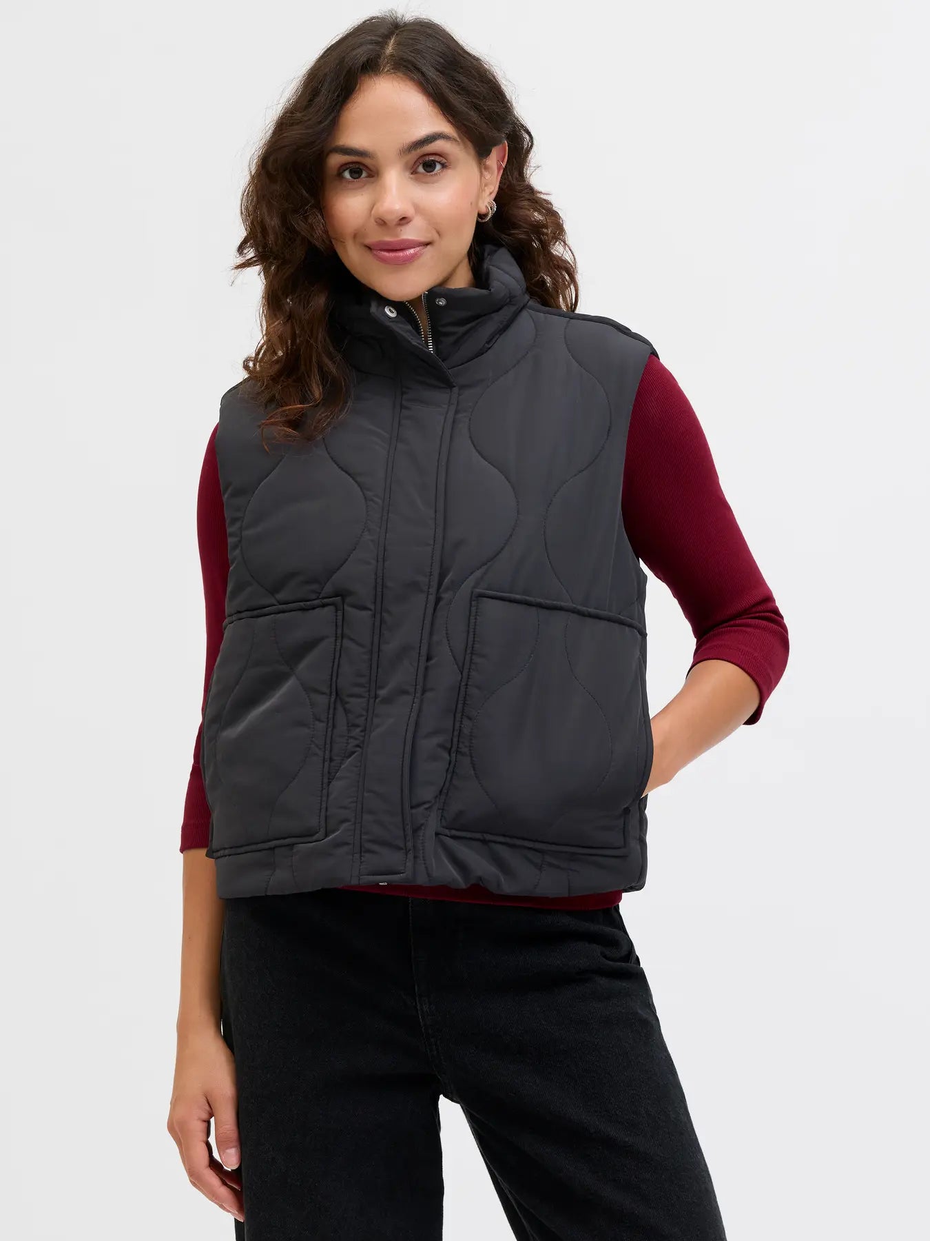 JJXX SERENA QUILTED VEST - BLACK
