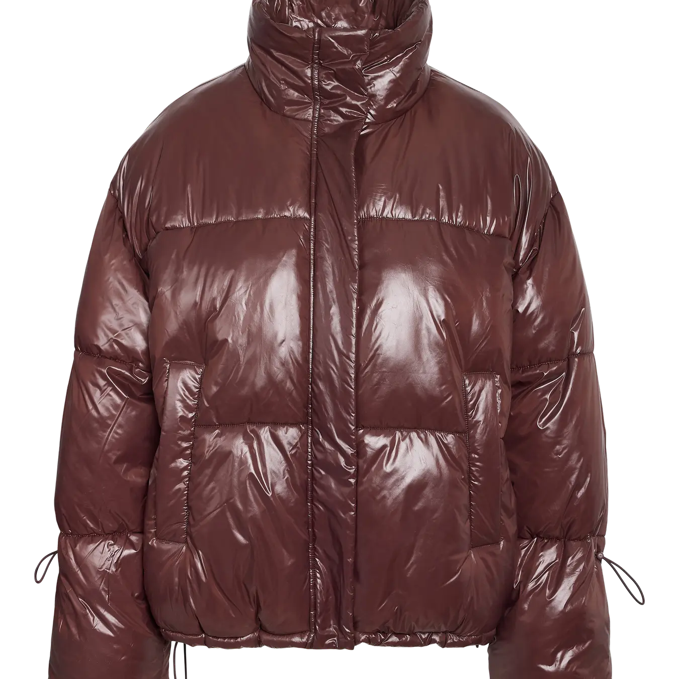 NM ALLIE SHINY PUFFER JACKET - FRENCH ROAST