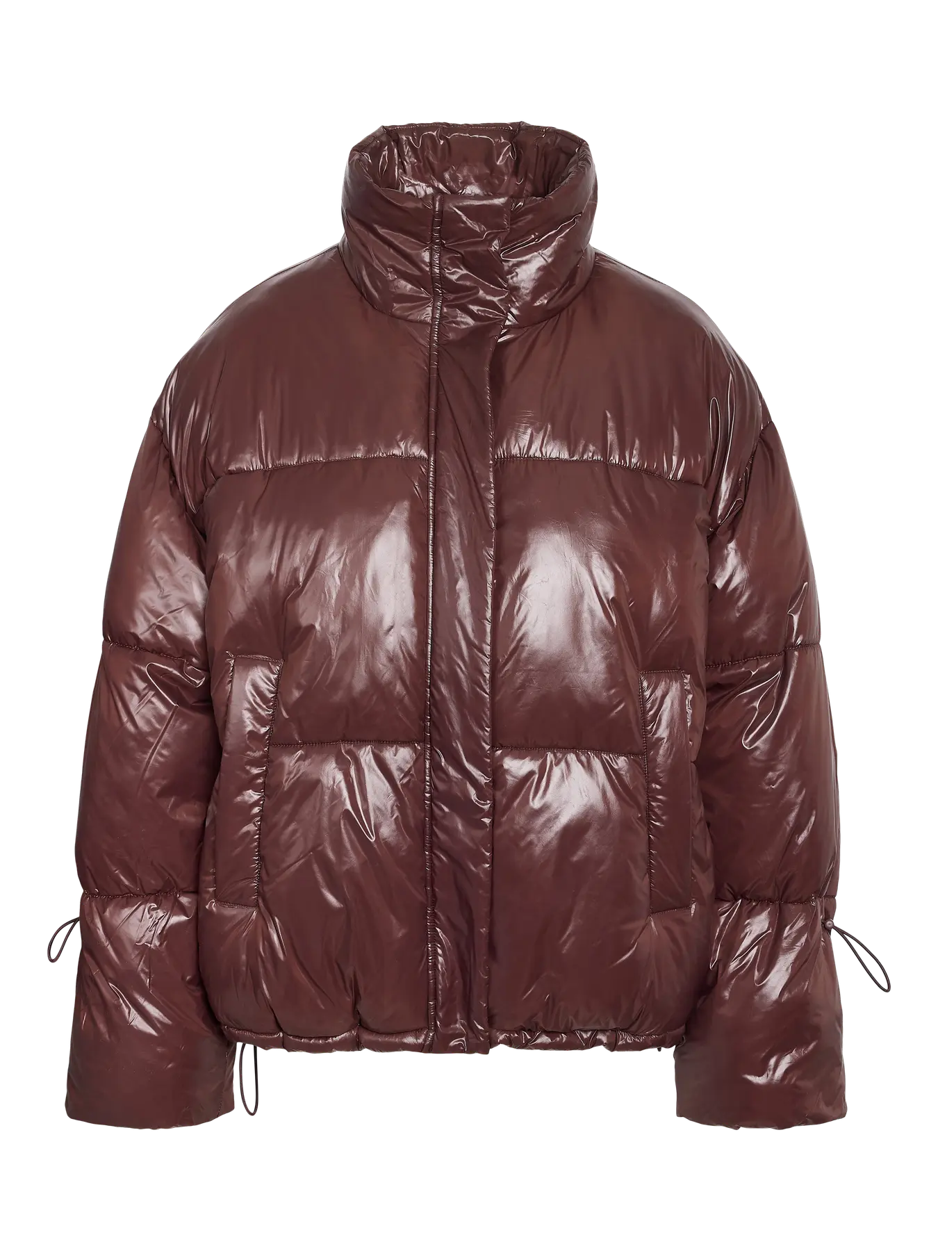 NM ALLIE SHINY PUFFER JACKET - FRENCH ROAST