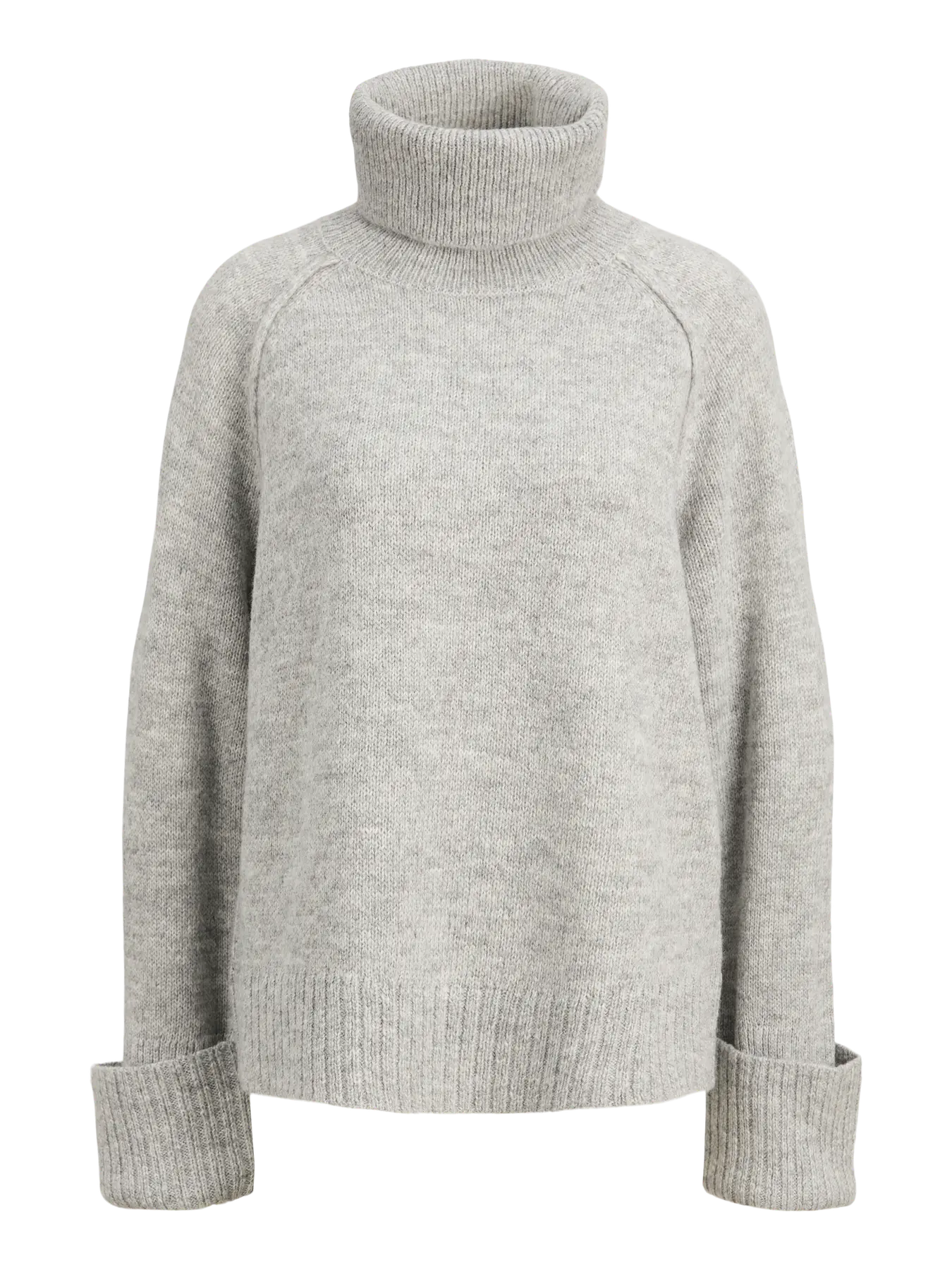 JJXX ELLINORA RAGLAN ROLLNECK SWEATER - LIGHT GREY