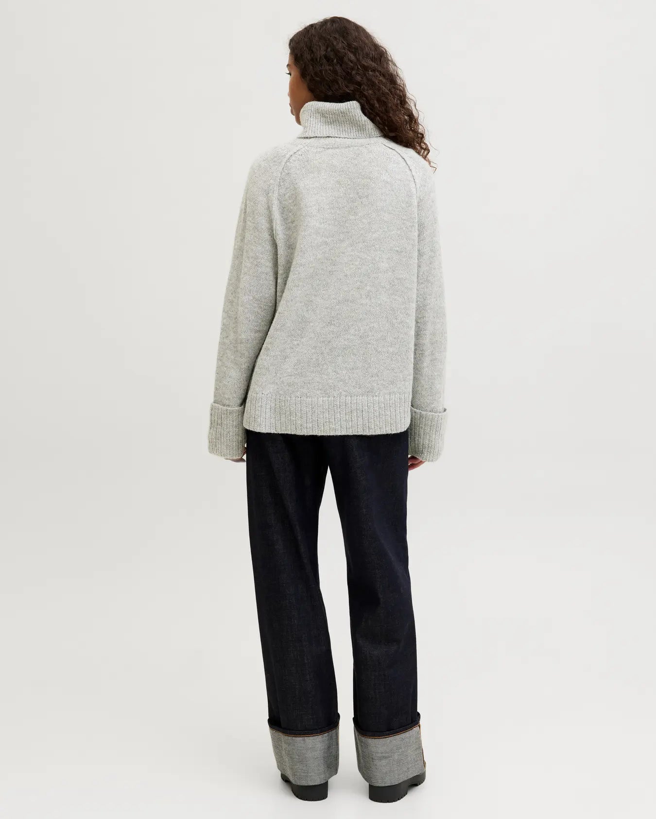 JJXX ELLINORA RAGLAN ROLLNECK SWEATER - LIGHT GREY