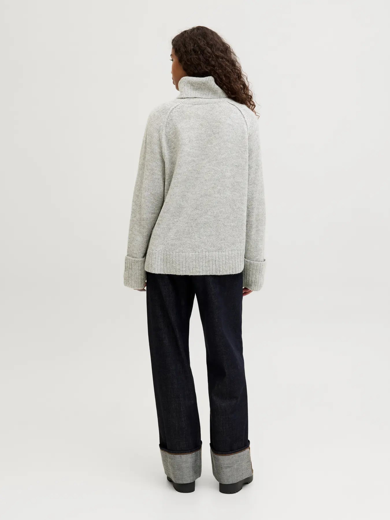 JJXX ELLINORA RAGLAN ROLLNECK SWEATER - LIGHT GREY