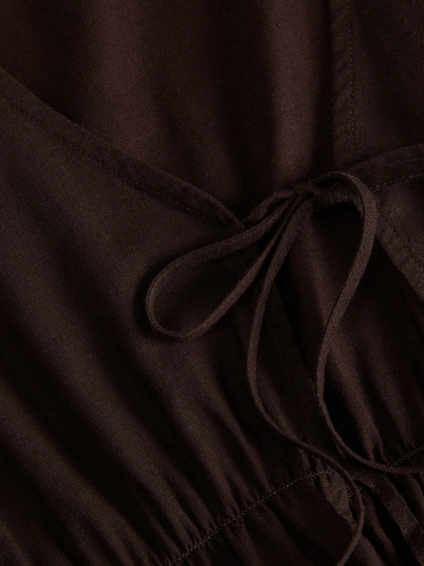 JJXX ALMIRA LINEN TIE TOP - SEAL BROWN