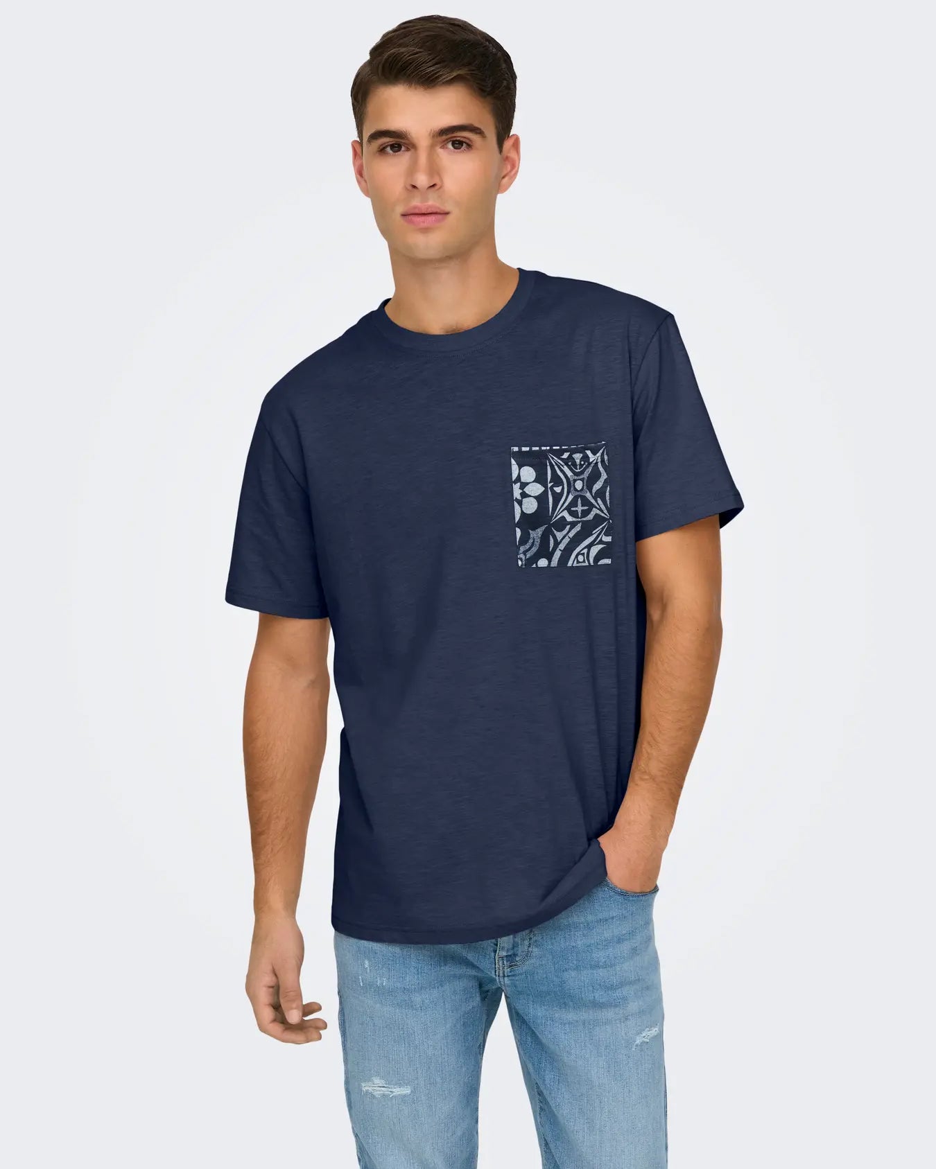ONLY + SONS SPERRY POCKET TEE - BLUE NIGHTS