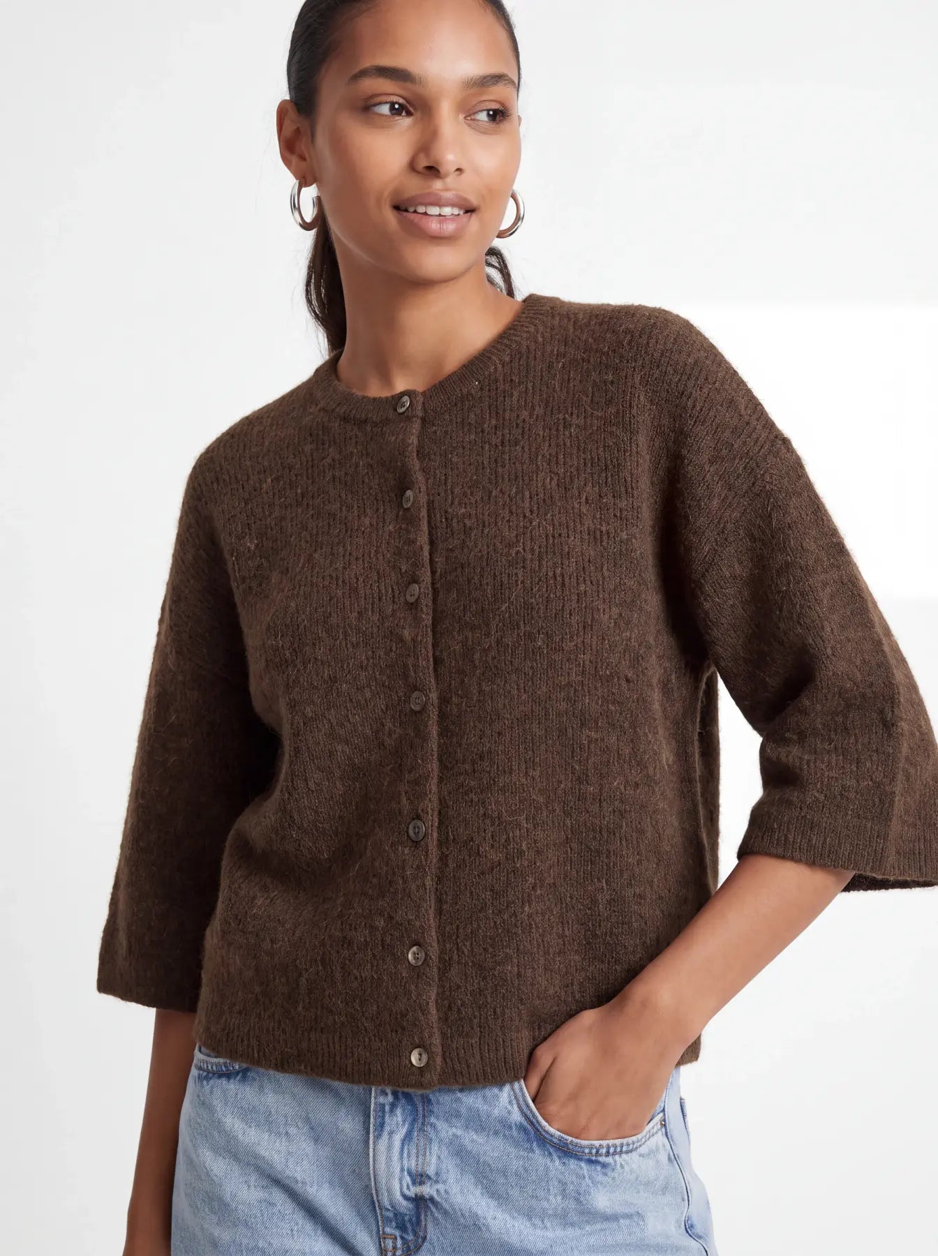 JJXX EVI SS CARDIGAN - DIMITASSE