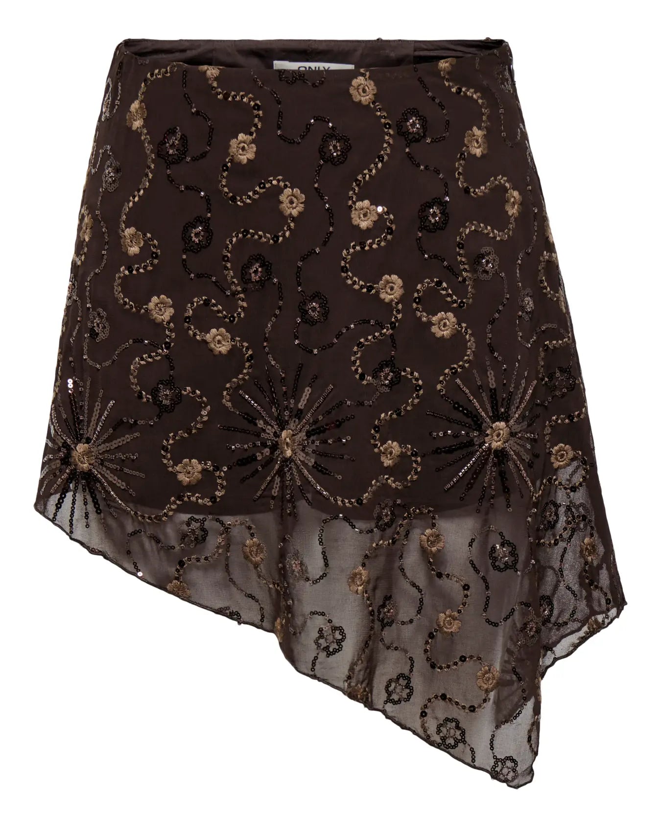 ONLY BOLTEN BEADED SKIRT - COFFEE BEAN