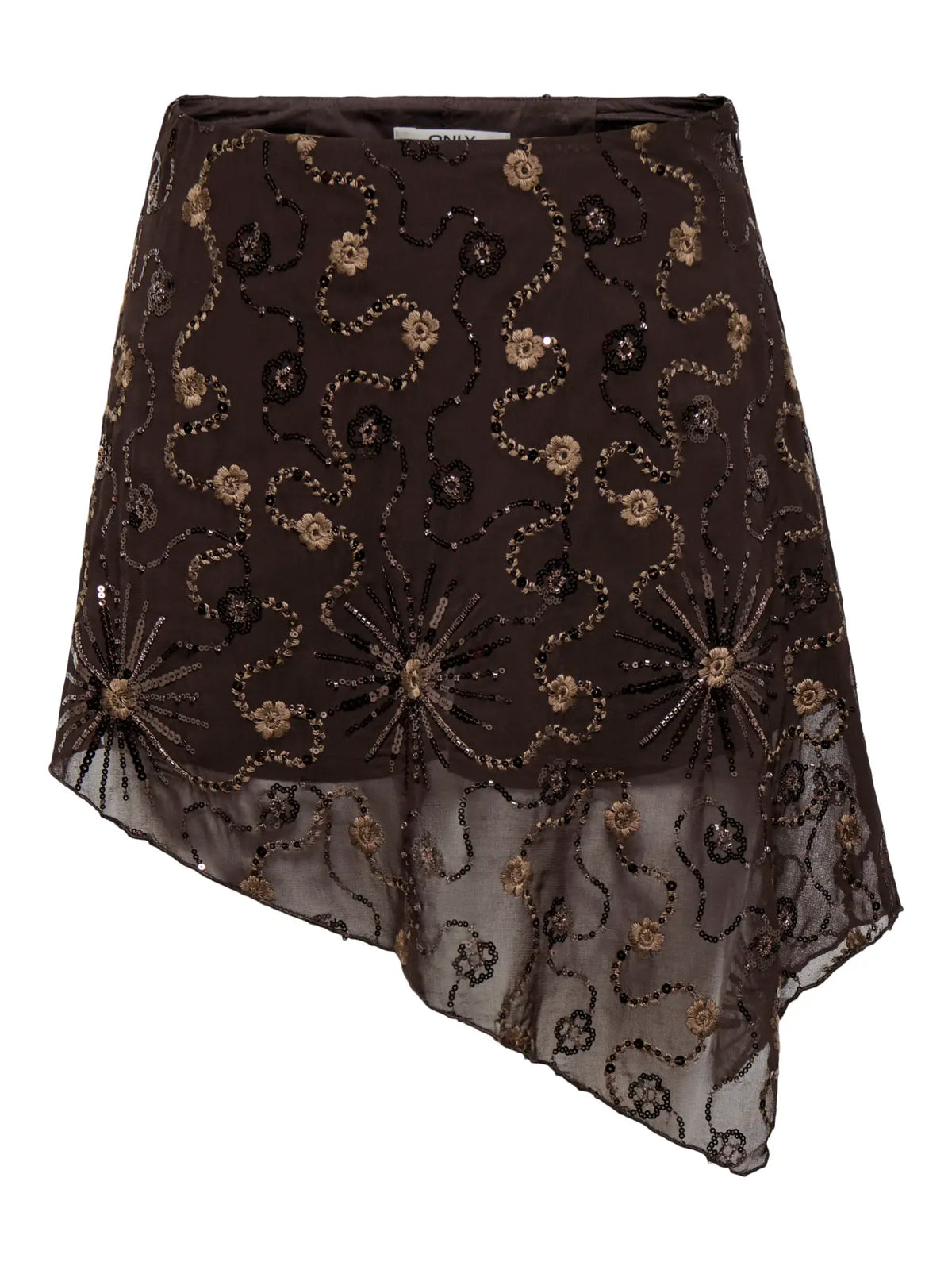 ONLY BOLTEN BEADED SKIRT - COFFEE BEAN