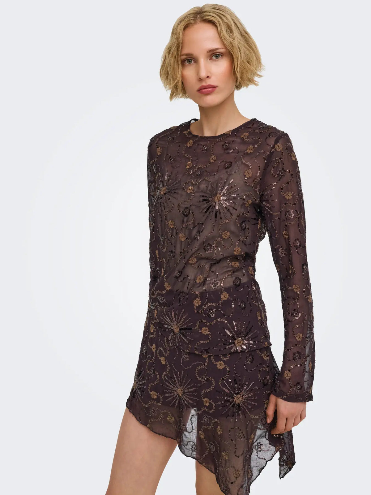 ONLY BOLTEN BEADED SKIRT - COFFEE BEAN