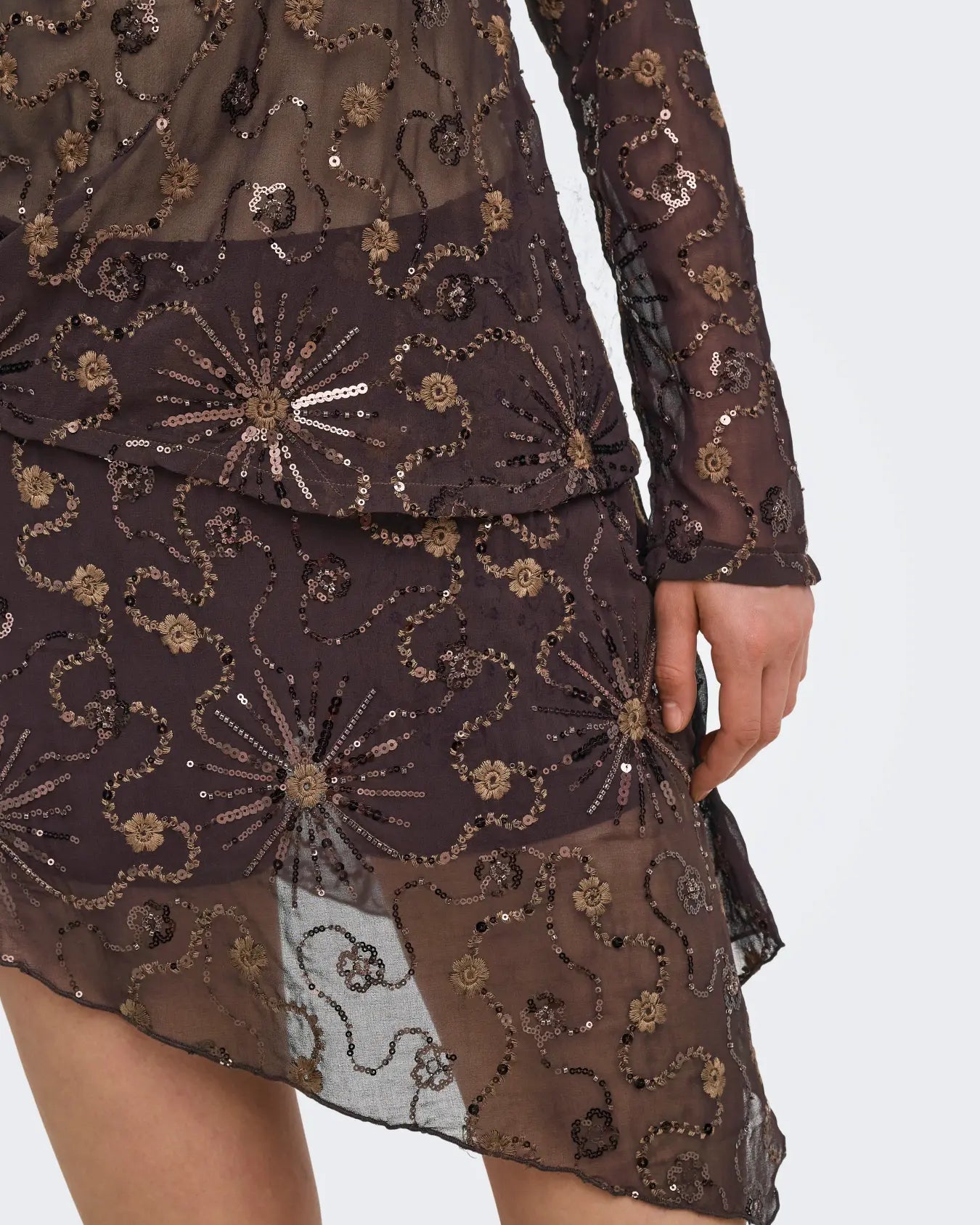 ONLY BOLTEN BEADED SKIRT - COFFEE BEAN