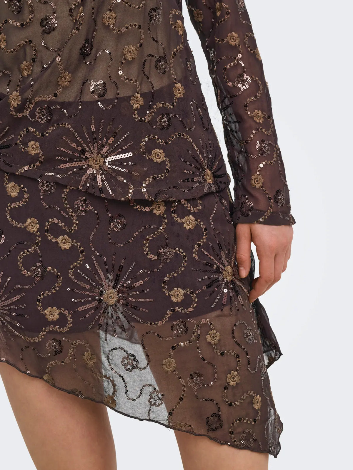 ONLY BOLTEN BEADED SKIRT - COFFEE BEAN