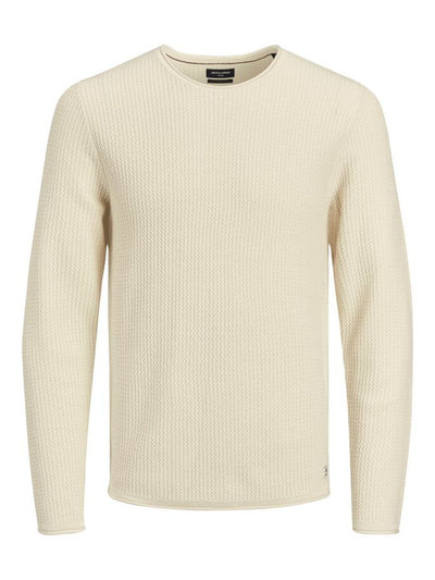 CARLOS LS TEXTURED KNIT SWEATER - WHISPER WHITE
