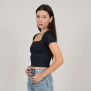 STACY CROPPED TEE - BLACK