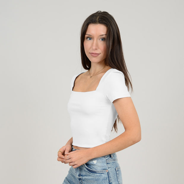 STACY CROPPED TEE- WHITE