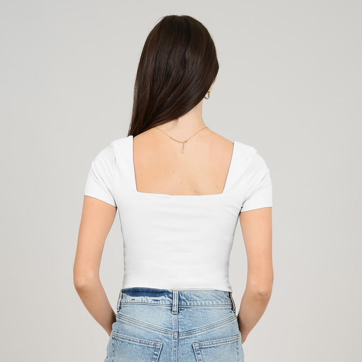 STACY CROPPED TEE- WHITE