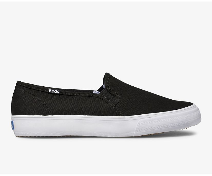 KEDS DOUBLE DECKER CANVAS SLIP ON SNEAKER BLACK On Trend