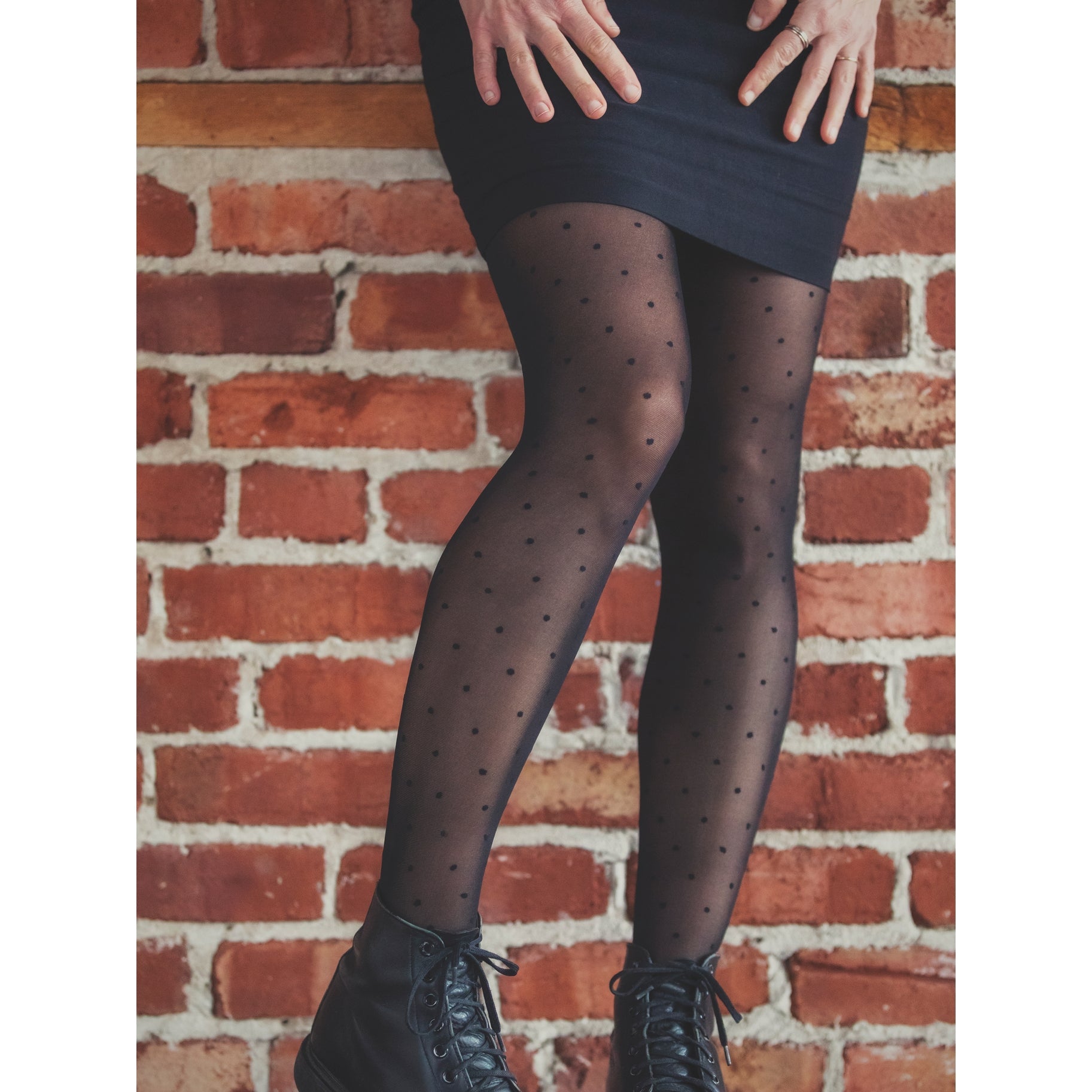 Mado Recycled Polyamide Sheer Polka Dot Tights - Black