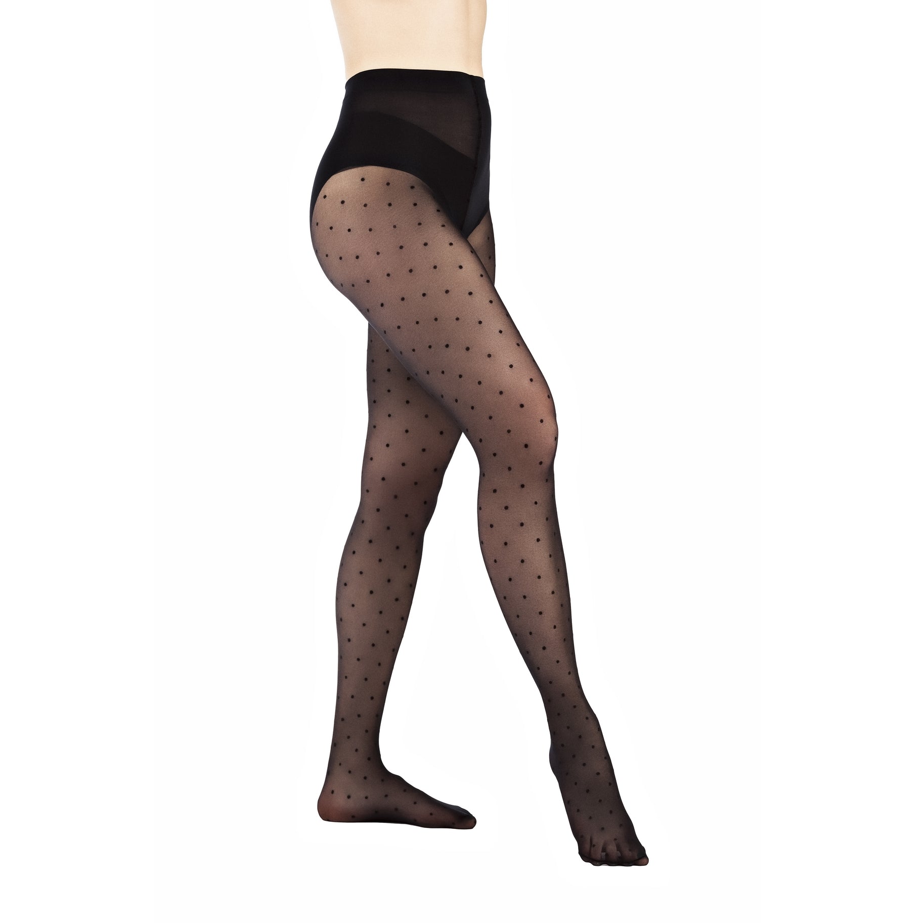 Mado Recycled Polyamide Sheer Polka Dot Tights - Black