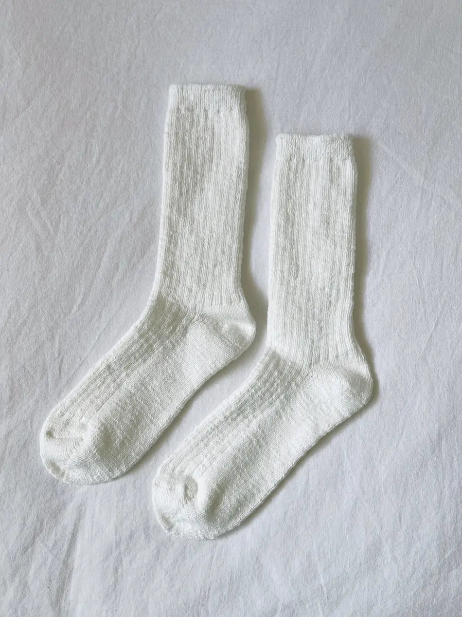 LE BON SHOPPE COTTAGE SOCKS - WHITE LINEN