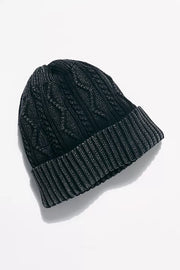 FREE PEOPLE STORMI CABLE BEANIE - BLACK