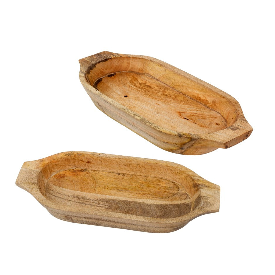WOODEN DOUGH BOWLS - SET OF 2