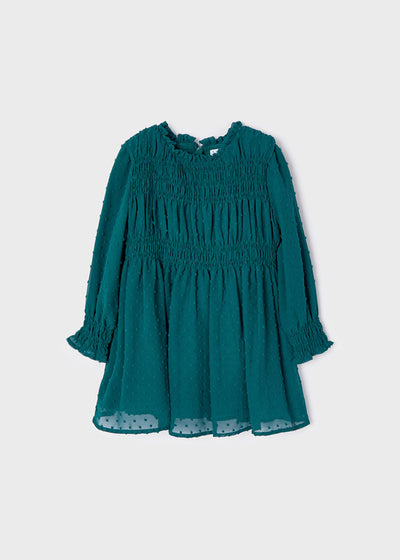 MAYORAL PLUMETI DRESS - DUCK GREEN